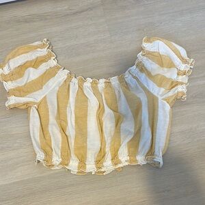 American Eagle Outfitters Yellow Puff Sleeve Crop Blouse